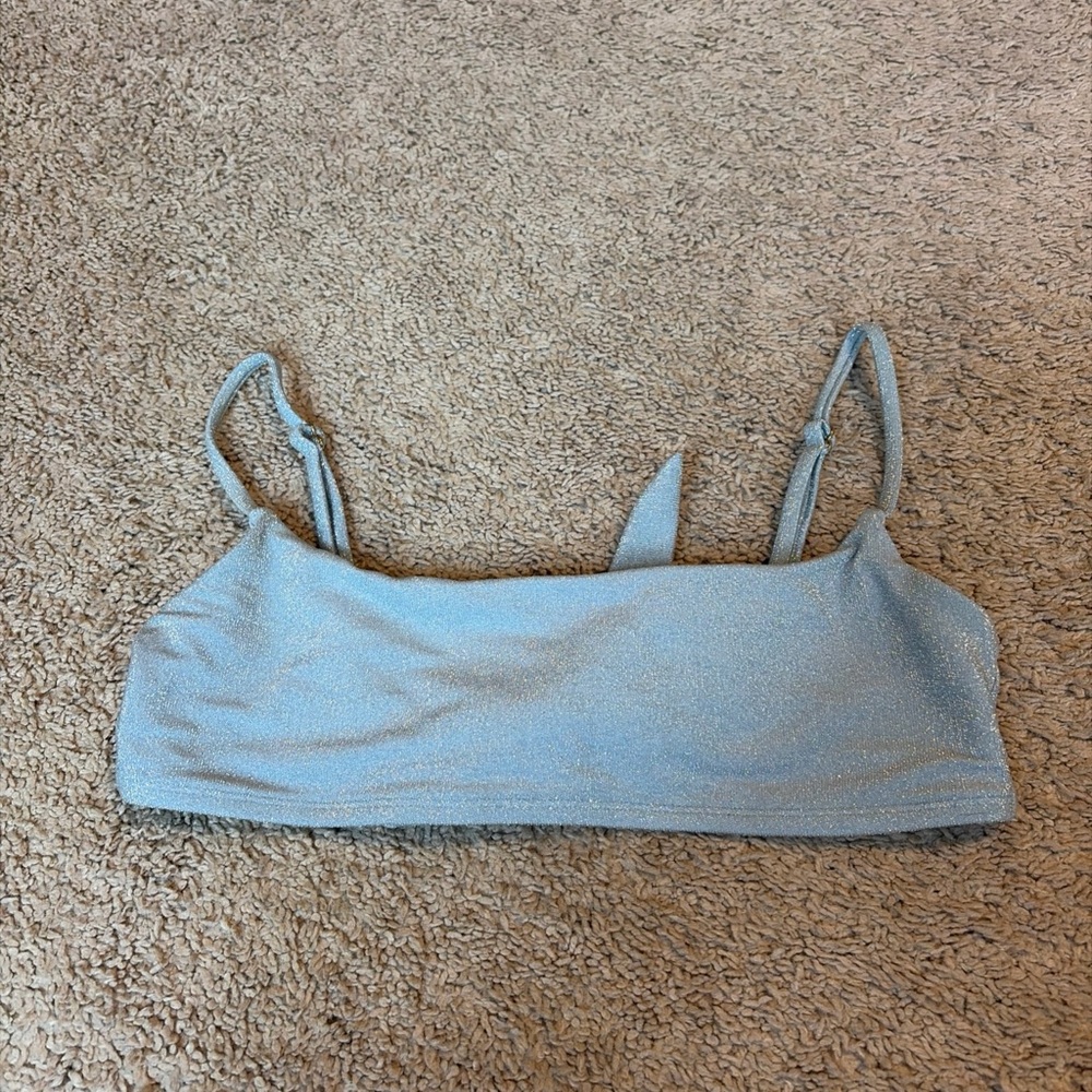Monday Swimwear Powder Blue Shimmer Bikini Swim Top Size Medium